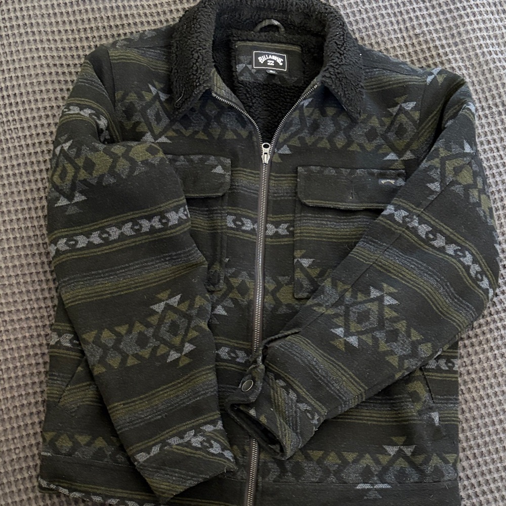 Billabong Sherpa Green and Black Patterned Jacket